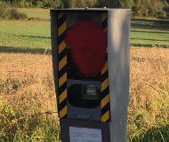 Spraypainted speed camera in France