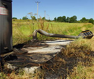 Burned speed camera in Bains, France