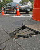 Destroyed speed bump