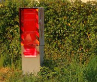 Red spraypainted speed camera