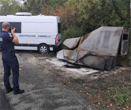 Burned photo radar in France