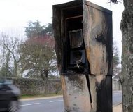 Burned French speed camera