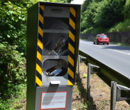 Smashed French speed camera