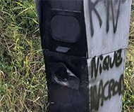 Anti Macron speed camera graffiti