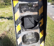 Smashed speed camera in France