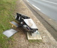 Smashed French speed camera