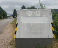 White painted speed camera in France