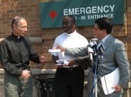 Vincent Gentile presents check to Fr Forson