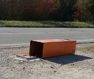 Toppled speed camera