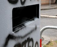 Spraypainted speed camera