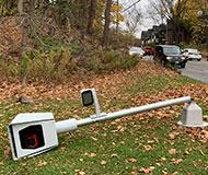 Toppled speed camera